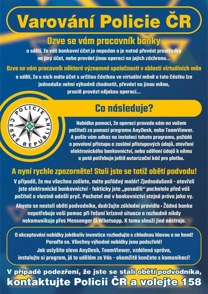 Varování Policie ČR